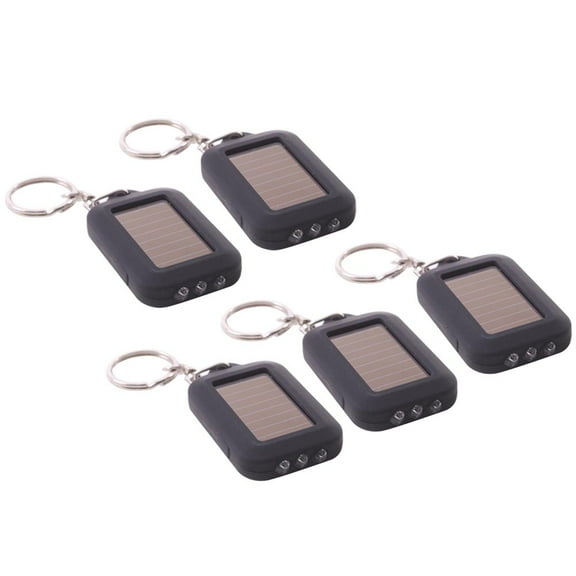 KAJNBN Solar Powered Keychain Light Black 5Pcs 2.4In 1.4In 0.4In