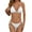 White, variant on Women's Adjustable Triangle Bikini Set Ribbed Halter Neck Swimsuit with Tie Side Bottoms, Pink Swimwear for Beach White L
