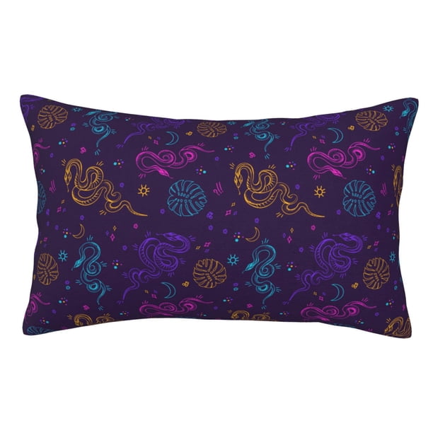 Fotbe Colorful Snake Funda de Almohada Decorativa Estilo Occidental, Lujo en Algodón, Fundas para Almohadas King, Cojín Estampado para Decoración del Hogar-14"x20"