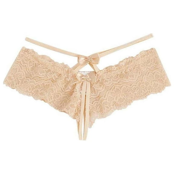 YWDJ Womens Underwear Thong Sexy Lace Lightweight High Waist No Show Sexy Comfortable and Traceless High Waist Hip Wrap Triangular Underwear Beige L