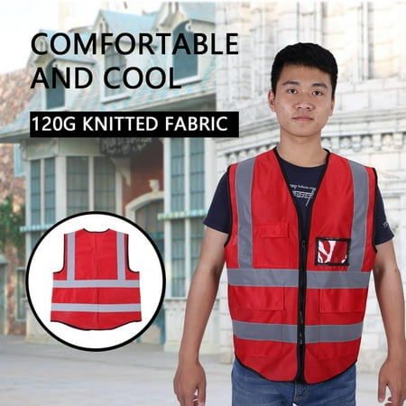 

Stickers Waistcoat Quality Material Zipper Reflective Vest For Workers Walker