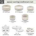 thumbnail image 4 of Cookware Set with Removable Handle Oven RV Safe Pots and Pans Set Cream Original, 4 of 7
