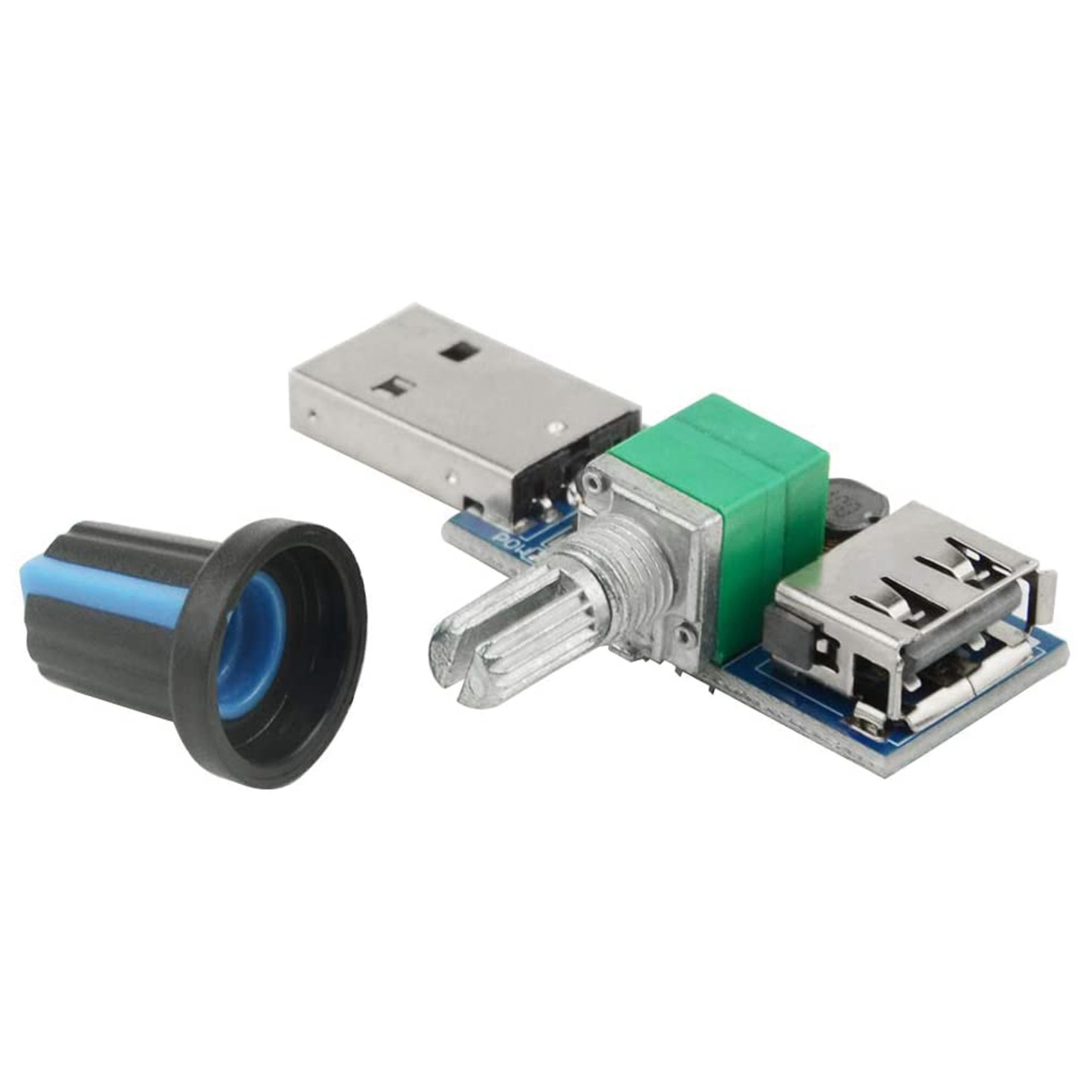 DC 5W Mini USB Fan Speed Control Governor Module - 4-12V To 2.5-8V Stepless Knob With On/Off Switch (1 Pc)