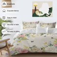 thumbnail image 5 of Vintage Flowers Twin Size Comforter Set, White Pink Purple Flower Plants Butterflies Linen Bedding for All Seasons, 4 Pcs Bed Set, 1 Quiltcover (68"x86") ,1Sheet(67"x116"), 2Pillowcases (30"x20"), 5 of 9