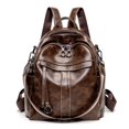 thumbnail image 1 of Mochila de moda para mujer, fácil de llevar, estilo retro, de piel encerada al óleo, mochila multiusos, bolso de viaje informal, 1 of 6