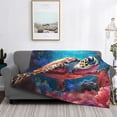 thumbnail image 6 of Throw Blanket for Couch Sofa and Bed, Colorful Ocean Sea Turtle Soft Plush Throw Blanket, Fuzzy Cuteness Comfy Warm Washable Flannel Blanket Throws for All Season, 6 of 8