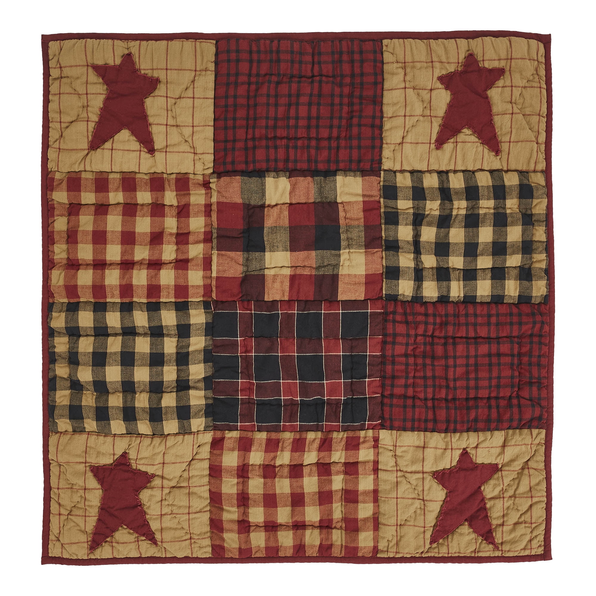 VHC Brands Connell Quilted Lap Throw 30Wx30L, Bedroom and Living Room Decor, Blanket, Cotton, Connell Collection, Square 30x30, Burgundy