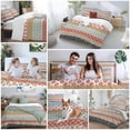 thumbnail image 5 of 3 Piece Boho Duvet Cover Set Queen Size,Microfiber Comforter/Quilt Cover with Corner Ties and 2 Pillowcases,Colorful Striped Ethnic Modern Geometric Abstract Art Soft Bedding with Zipper Closure, 5 of 8