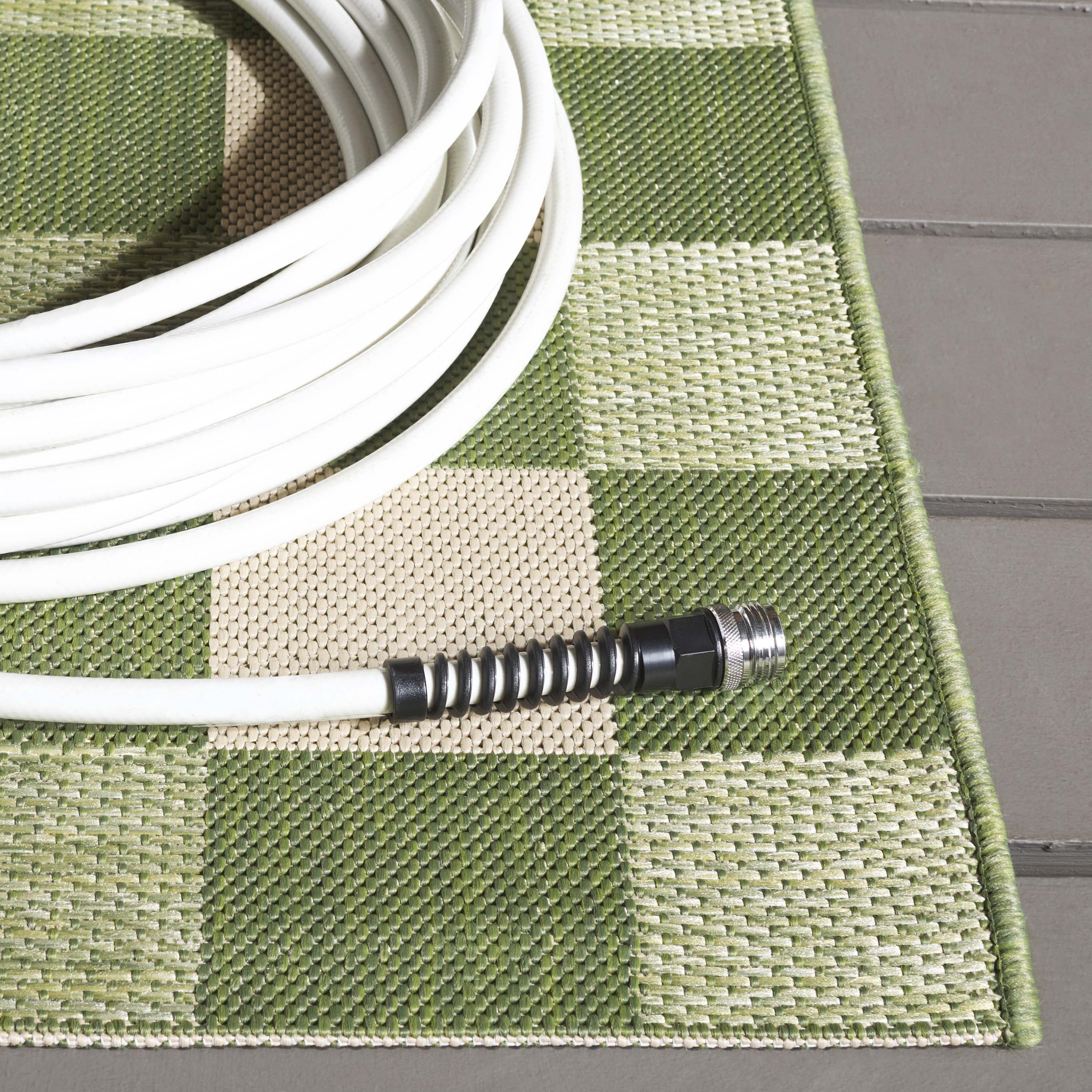 SAFAVIEH Courtyard Talbot Checkered Indoor/Outdoor Runner Rug, Green/Sage, 2'3" x 6'7"