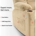 thumbnail image 3 of Manual Glider Rocker Recliner Chair for Nursery, USB Ports, Cup Holders, Fabric 8002(Beige), 3 of 6