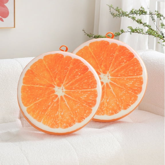 Set of 2 Velvet Round Decorative Pillow 15-Inch for Couch Decor (Orange)