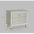 thumbnail image 5 of 1pc Glam 2-Drawer Bedroom Nightstand Diamond Patterned Drawer Fronts Silver Finish, 5 of 6
