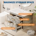thumbnail image 4 of 30 inch Bathroom Vanity with Sink Combo, Floating Bathroom Vanity with Ceramic Basin, 2 Large Drawers with Gold Handle, Soft-Close Design, Easy Assembly, Grey, 4 of 6