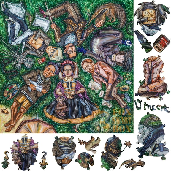 Wooden Jigsaw Puzzles for Adults with Uniquely Shaped Pieces - made in USA by FoxSmartBox - 270 Pieces - Six Geniuses