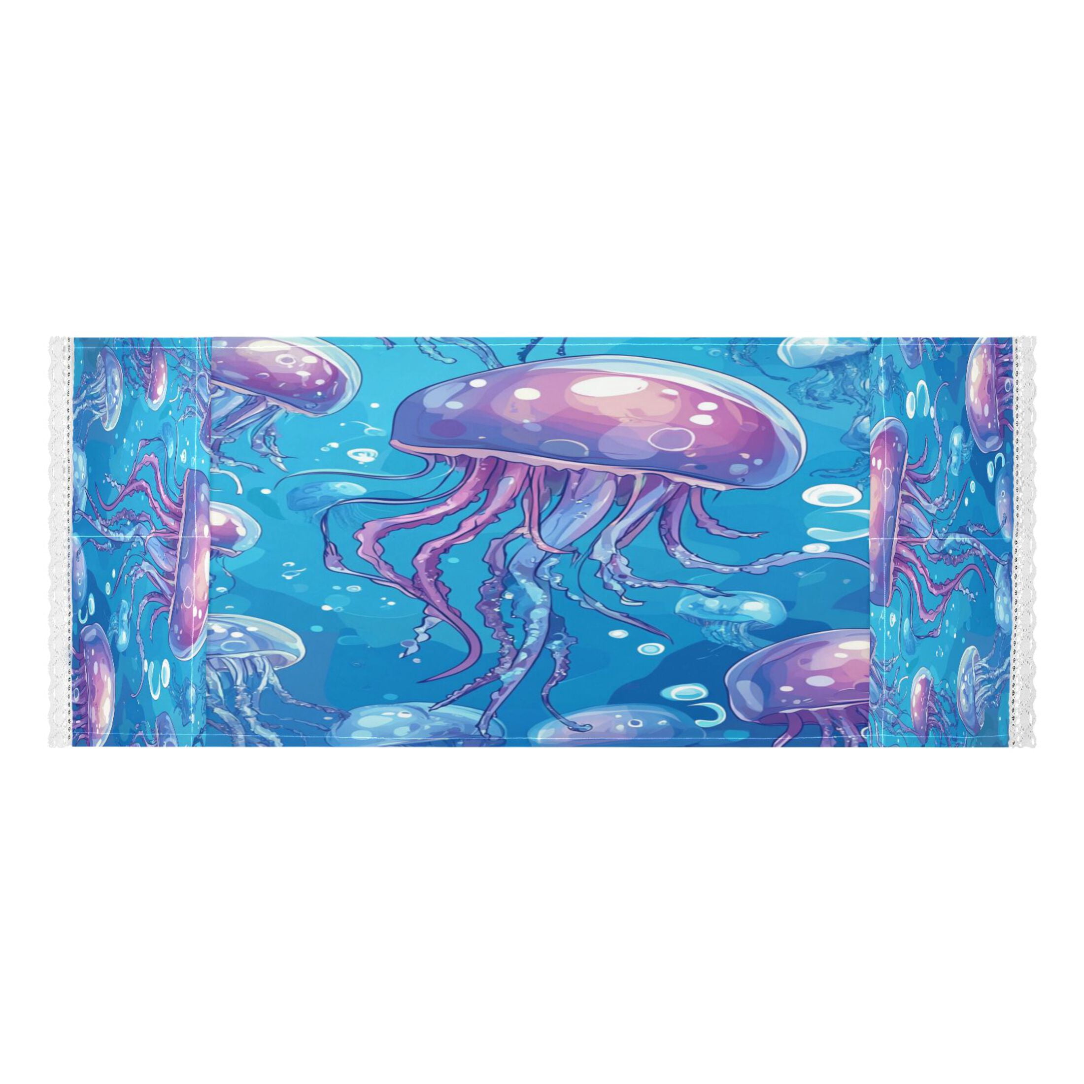 Cartoon JellyfishWasher and Dryer Covers Dust-Proof and Oil Resistant Fridge Cover with 4 Storage Pockets Washing Machine Top Cover for Laundry Kitchen Home 51.2 x 22 In