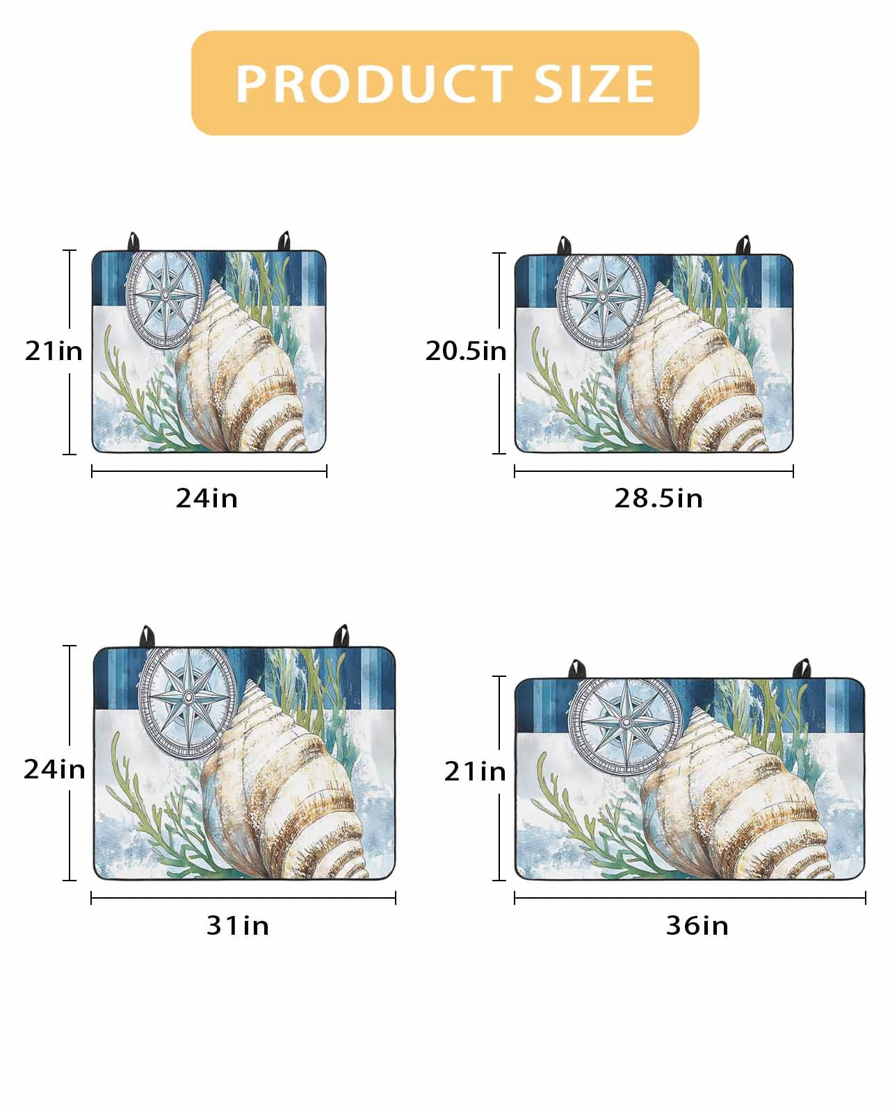 nqOlkjepod Large Induction Cooktop Protector Mat 24"x21", Nautical Compass Stove Top Covers for Electric Stove, Coastal Ocean Shell Seaweed Decorative Stove Burner Cover Mats, Glass Top Stove Cover