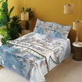 thumbnail image 2 of Ambesonne Anniversary Fitted & Top Sheet Set with Shams, 10 Years Floral Art, Multicolor, 2 of 5