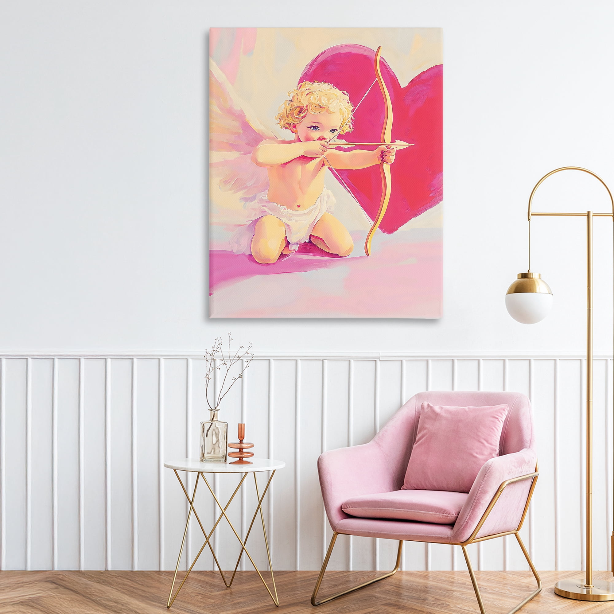 Stupell Industries Cupid Shooting Arrow with Heart Canvas Wall Art, design by The Prints Vibe