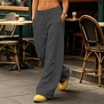 thumbnail image 4 of CHGBMOK Plus Size Women's Baggy Sweatpants Curved Wide Leg Pants Drawstring Elastic Waistband Pants with Side Pockets, 4 of 7