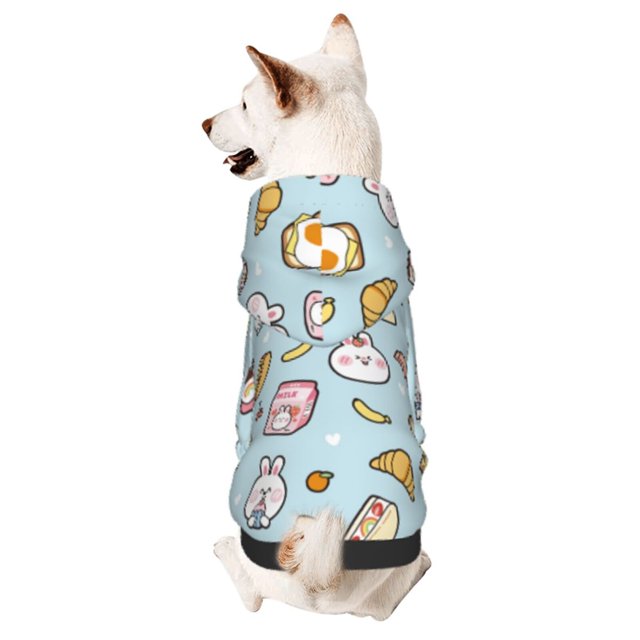 Fotbe Rabbit Burger Coffee Sudadera con Estampado para Perros Pequeños – Suéter con Capucha para Mascotas, Tela Suave de Forro Polar con Bolsillo-Medium