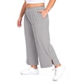 thumbnail image 2 of Gleelist Women's Plus Size Wide Leg Pants Lightweight Casual High Waist Side Slit Flowy Lounge Trouser With Pockets XL-5XL, 2 of 7