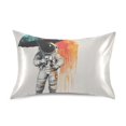 thumbnail image 7 of Yayeee Pillowcase Standard Size Set of 2 Satin Wrinkle Resistant Pillow Case, White Astronaut, 7 of 7