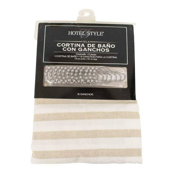 Cortina para Baño Hotel Style 178 x 183 cm Líneas Horizontales Beige