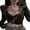 Black, variant on Women Knitted Crop Tops Fake Two-Piece Lace Patchwork Sweetheart Neckline Long Sleeve Cardigan Slim Fit Streetwear