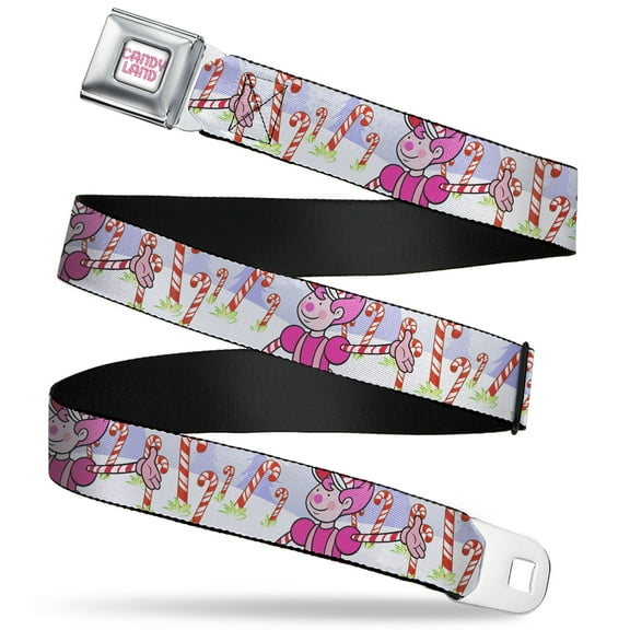 Hasbro Belt, Seatbelt Buckle Belt, Candy Land Mr Mint Pose and Candy Canes Multi Color, 30 to 44 Inches