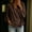 A1 Coffee, variant on Women's V Neck 3/4 Sleeves Wrap Top,crisscross tie cotton linen solid top,Front Tie Blouse,Side Straped Ruffled Sleeves,Loose Fit Work Shirts,Beach Vacation Outfits,Basic Tops Navy
