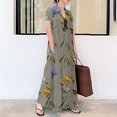 thumbnail image 2 of Women's Summer Cotton Linen Dresses Short Sleeve Tunic Shirt Dress Casual Loose Midi Dresses 2023 Summer Boho High Waist Beach Long Dresses, 2 of 6