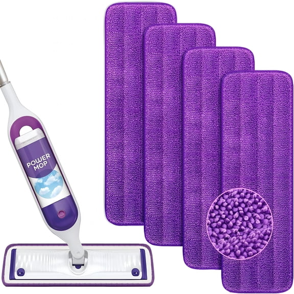 ACDANC Reusable Power Mop Refills Pads-Microfiber Power Mop Pads Refill for 13''-15'' Spray Mop- Washable Pads for Multi-Surface Floor Cleaning,4 Pack