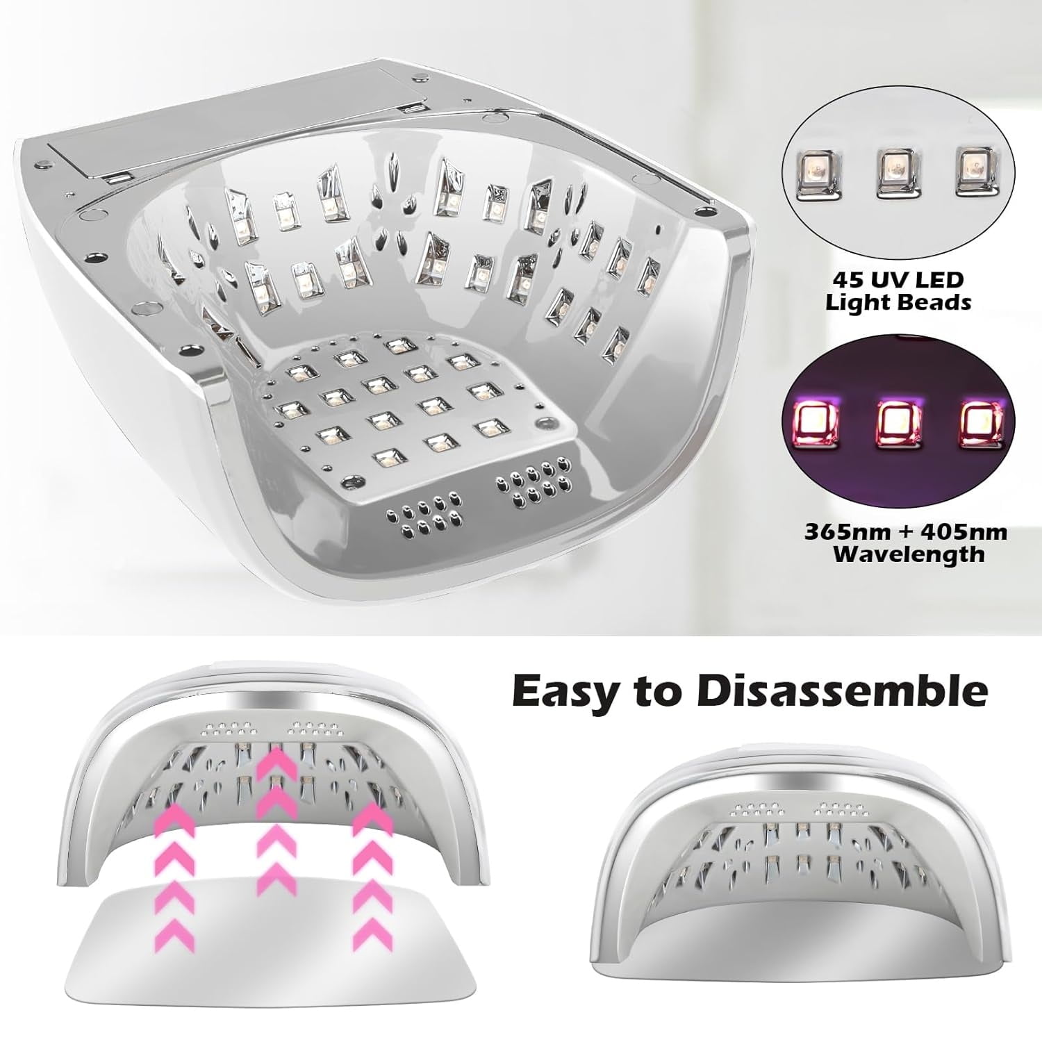 90W Professional Wireless Cordless Rechargeable UV LED Nail Lamp,Nail Lamp Gel Nail Curing Dryer Light for Nails with 45 Beads,4 Timer Setting LCD Display Nail Polish Machine