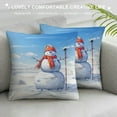 thumbnail image 3 of GOSMITH  Christmas Pillow Sham, Snow Covered Mountain with Fir Trees and Skiing Snowman Fun Holiday Activity, Decorative Standard King Size Printed Pillowcase,  White Teal, 3 of 5