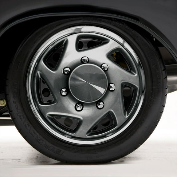 Set of Four 15" Silver w/Chrome ABS Hubcap Wheel Covers (Push-on)