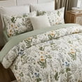 thumbnail image 4 of Move Over Green Floral Duvet Cover Set Queen 100% Cotton Floral Bedding Set 3 Pieces Soft and Breathable Vintage Style Green Floral Comforter Cover Set for All Seasons, 4 of 9