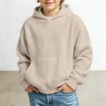 thumbnail image 4 of Bysome Boys Hoodies Solid Color Long Sleeve Hooded Tops Autumn Stylish Boys Sweatshirts Size 5-6 Years Khaki, 4 of 4