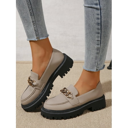 

Chain Decor Flat Loafers Women‘s Footwear