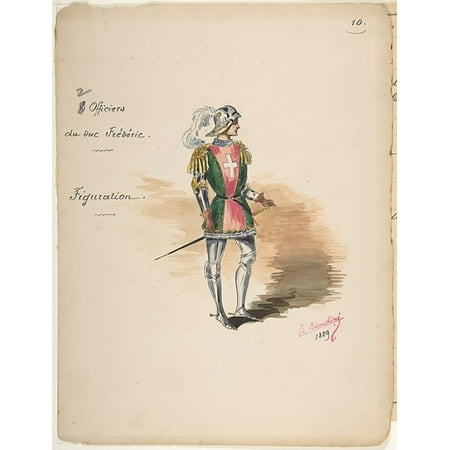 Costume Design for Officiers du duc FrÃ©dÃ©ric [a] Descriptive Sheet of Costume Accessories [b] Poster Print by Charles Bianchini (French Lyons 1860  “1905 Paris) (18 x