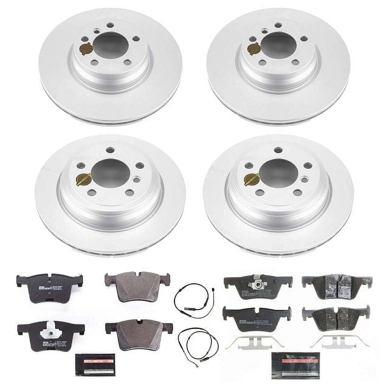Power Stop Front and Rear Euro-Stop ECE-R90 Certified Brake Pad with Rotor Kit Fits 2018 BMW 330e
