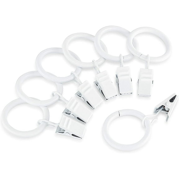 Iron Metal Curtain Clip Rings 1 Inch Interior Diameter (White, 20)