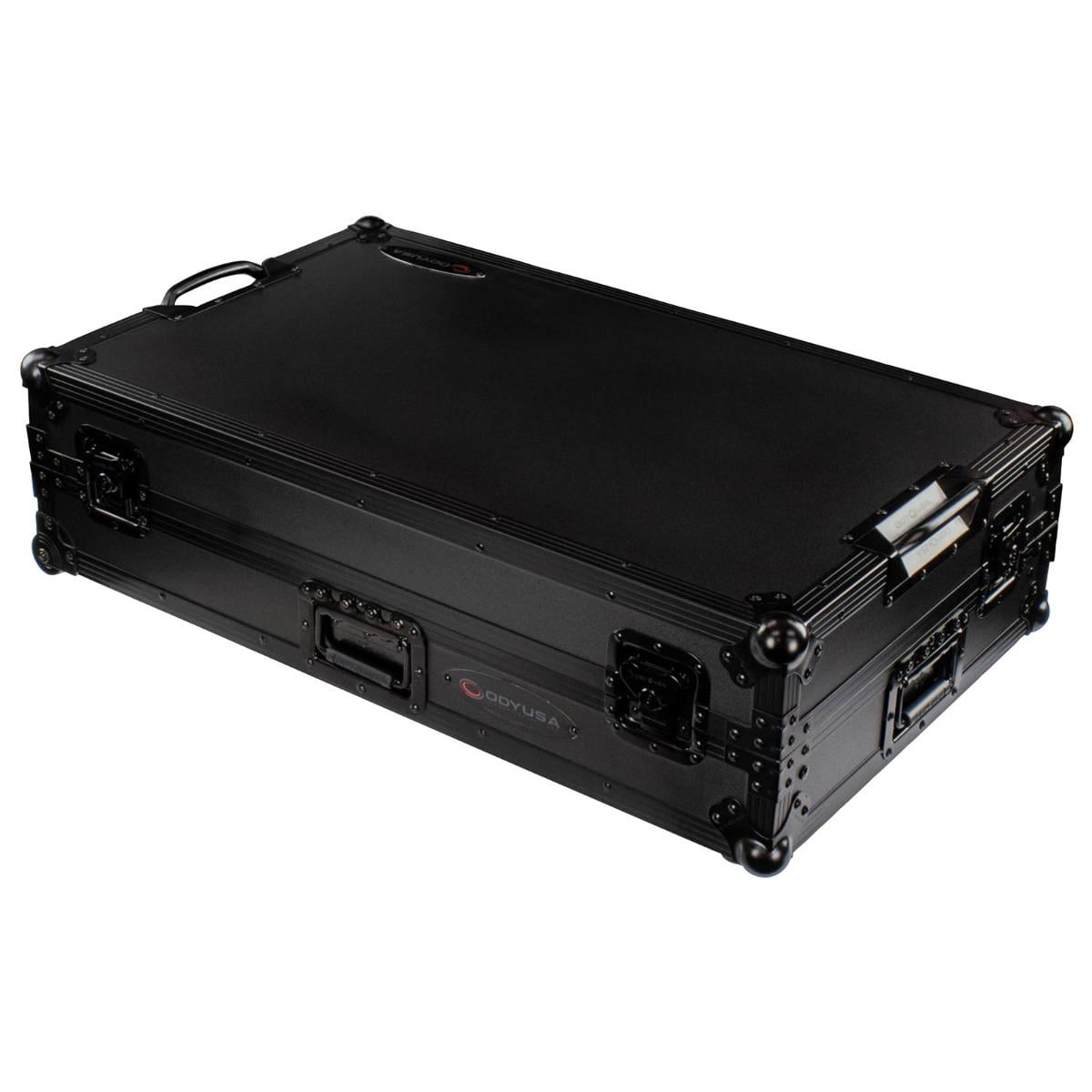 Odyssey FZGSRANE4W1BL 1U Flight Case with Glide Style Laptop Platform and Wheels for Rane Four Controller - Black Label
