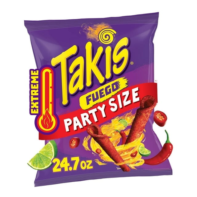 Takis Fuego Rolled Tortilla Chips Hot Chili Pepper & Lime Party