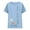 Sky Blue, variant on Ichuanyi Oversized Crew Neck Linen Tops for Women Short Sleeve Printed Short Sleeve Button T-shirt Blouse