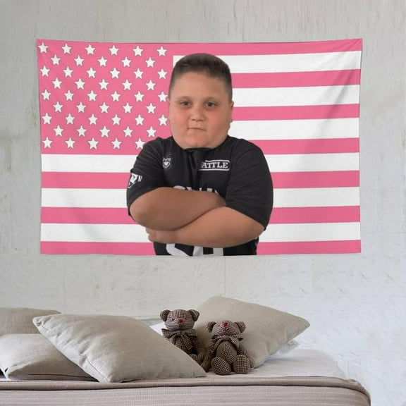 AJ, Big Justice & The Rizzler tapestry USA Flag Merch -Costco Guys TikTok Stars Face Flag Gift1-Patriotic Deco