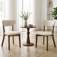 thumbnail image 2 of Costway Upholstered Dining Chairs Set of 4 with Solid Rubber Wood Frame, Curved Backrest Walnut & Beige, 2 of 9