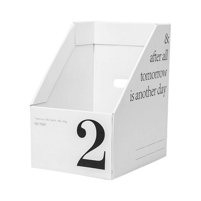 File Sorter Organizer, Paper Number Marking Elegant Style Portable File Box for Books Notebooks Magazines Envelopes White