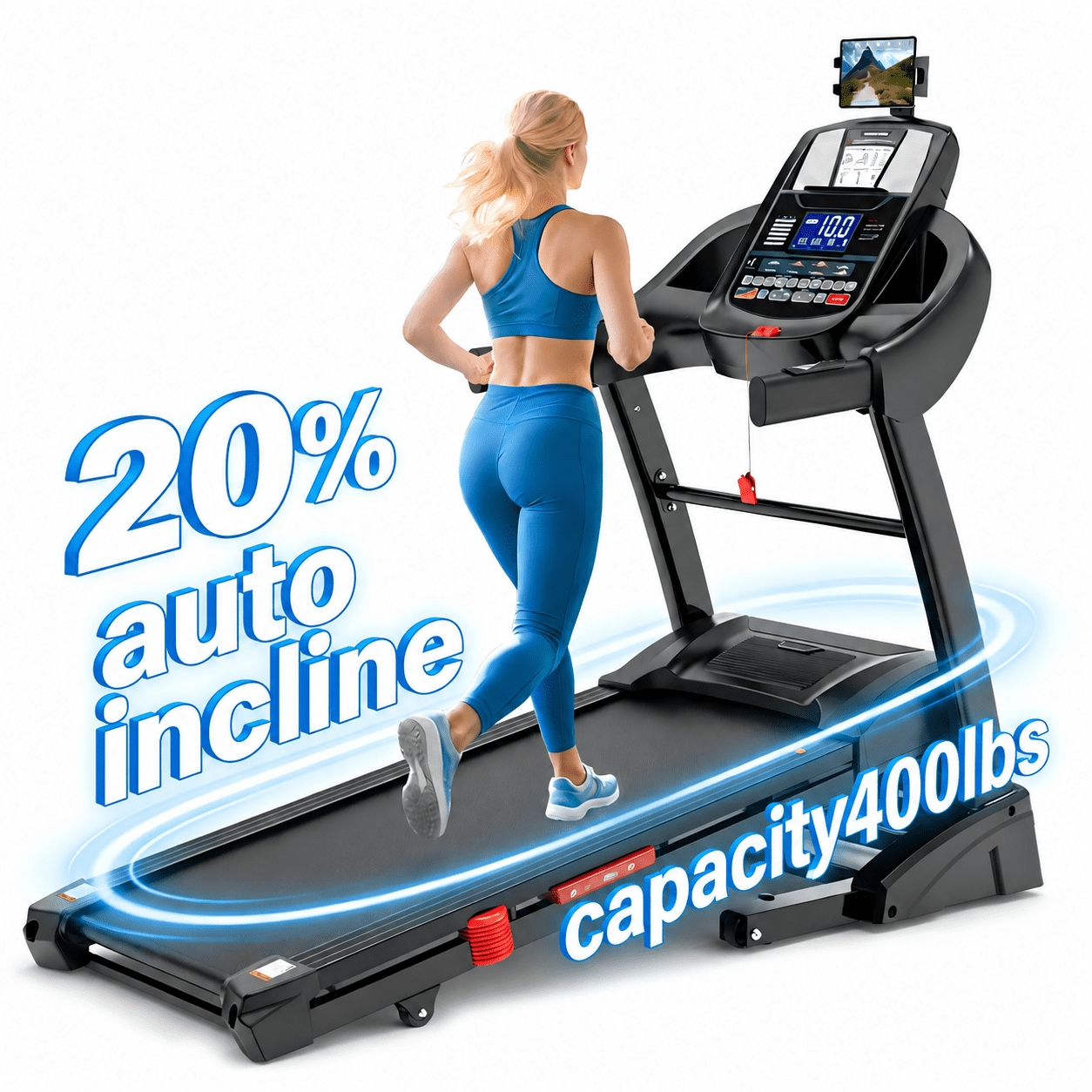 Foldable Treadmill for Home with 20-Level Auto Incline, 5.1HP Brushless Motor, 12 MPH Speed, 300-400 LBS Capacity, Bluetooth Speakers, App Control, Caminadora with Auto Incline