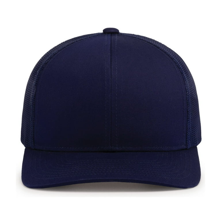 Pacific Headwear 104C Trucker Snapback Cap-True Navy-One Size