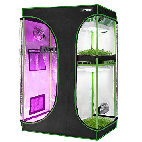 Vivosun 2 In 1 36 X24 X53 Mylar Reflective Grow Tent For Indoor Hydroponic Growing System Walmart Com